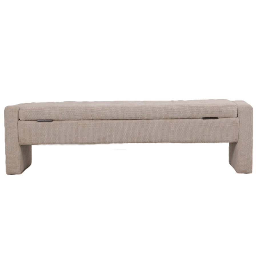 Sidney Opbergbank 160 cm – Bank met Opbergruimte (Cream & Stone)