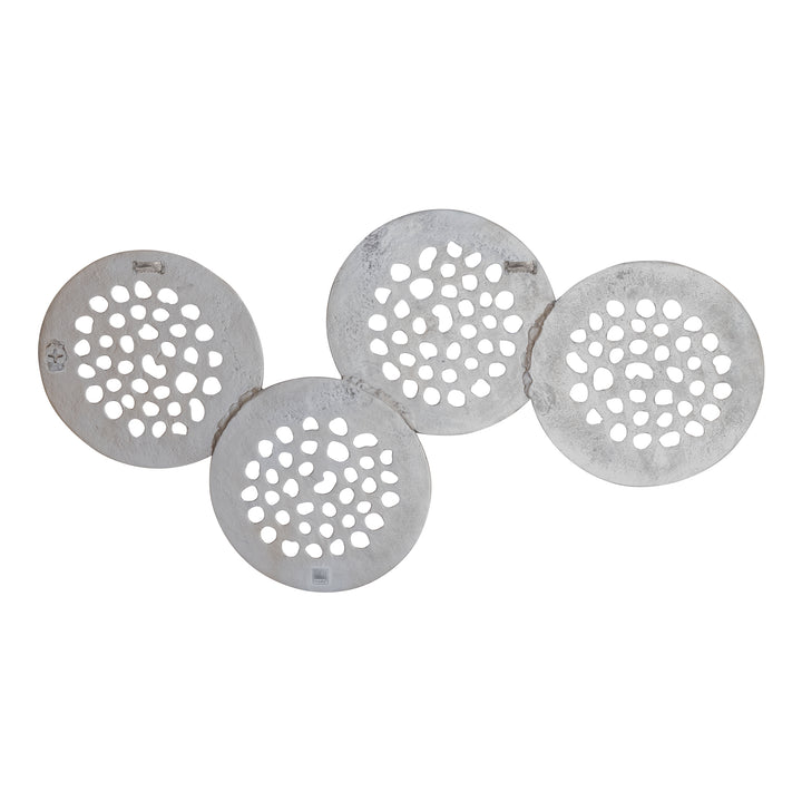 Metalen wandpaneel Geoffe XL zilver aluminium rond patroon