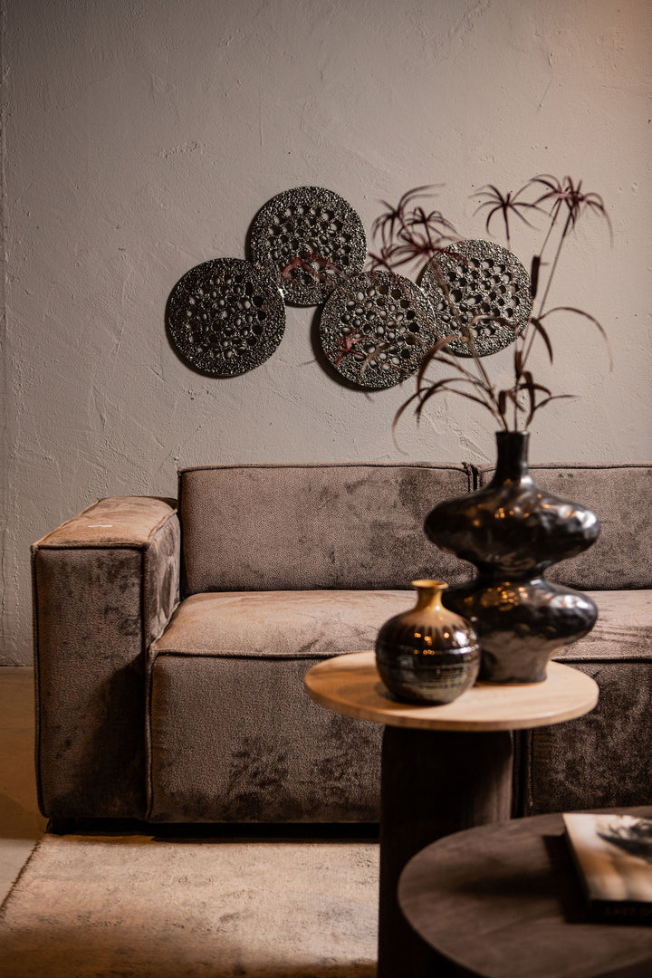 Metalen wandpaneel Geoffe XL zilver aluminium rond patroon