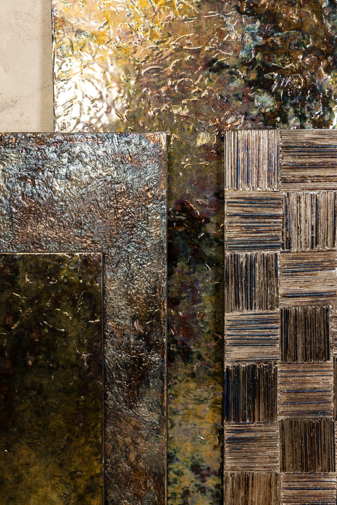 Vierkant wandpaneel Sukhmia L gunmetal MDF glanzend