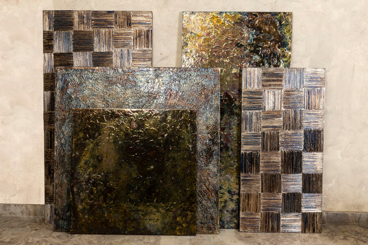 Vierkant wandpaneel Sukhmia L gunmetal MDF glanzend