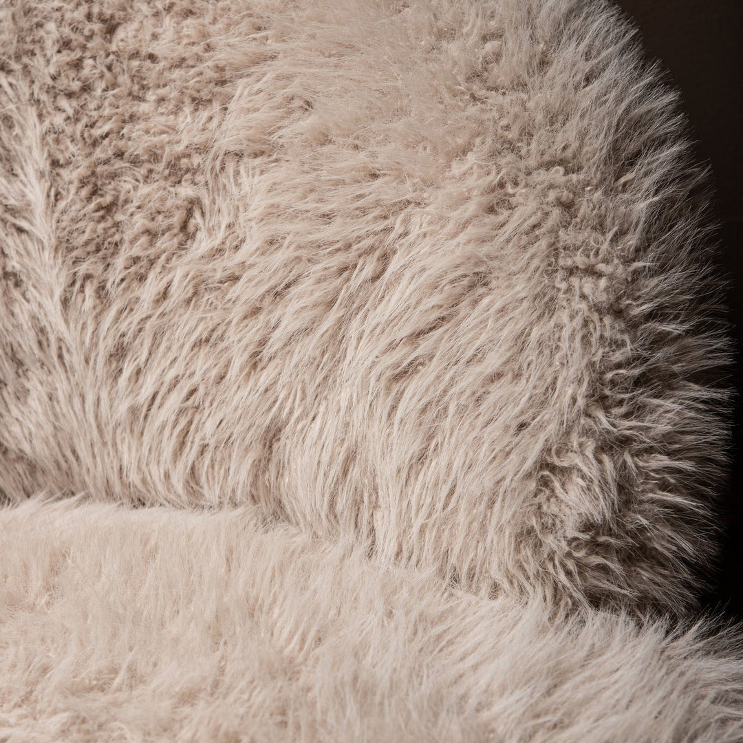 Fauteuil Franklyn Beige hair stof metaal hout