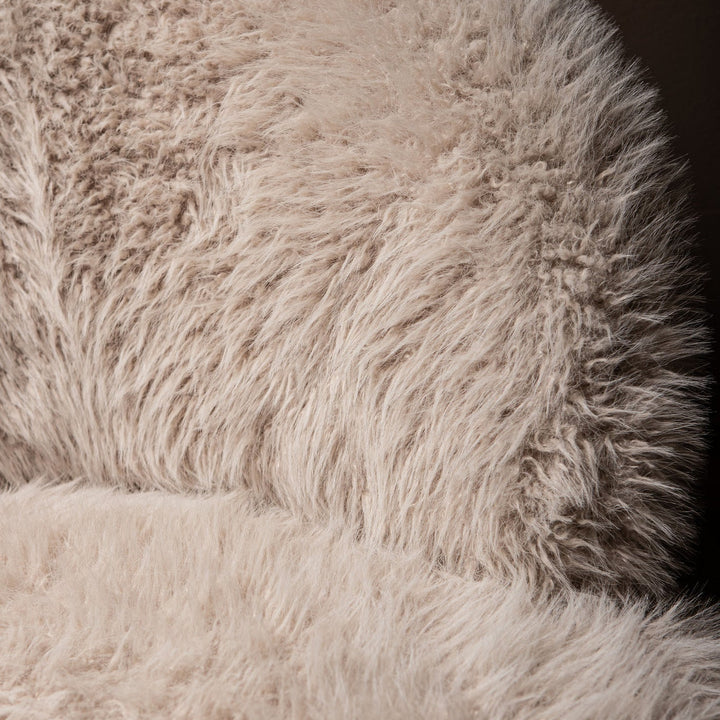 Fauteuil Franklyn Beige hair stof metaal hout