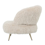 Fauteuil Franklyn Beige hair stof metaal hout