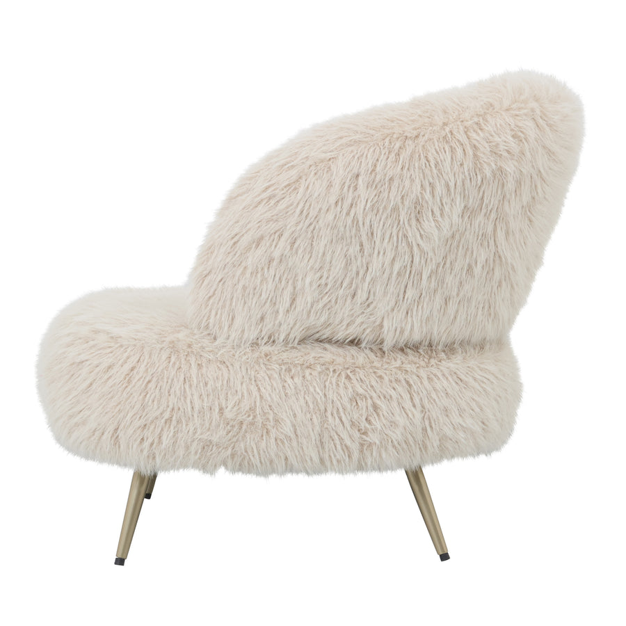 Fauteuil Franklyn Beige hair stof metaal hout