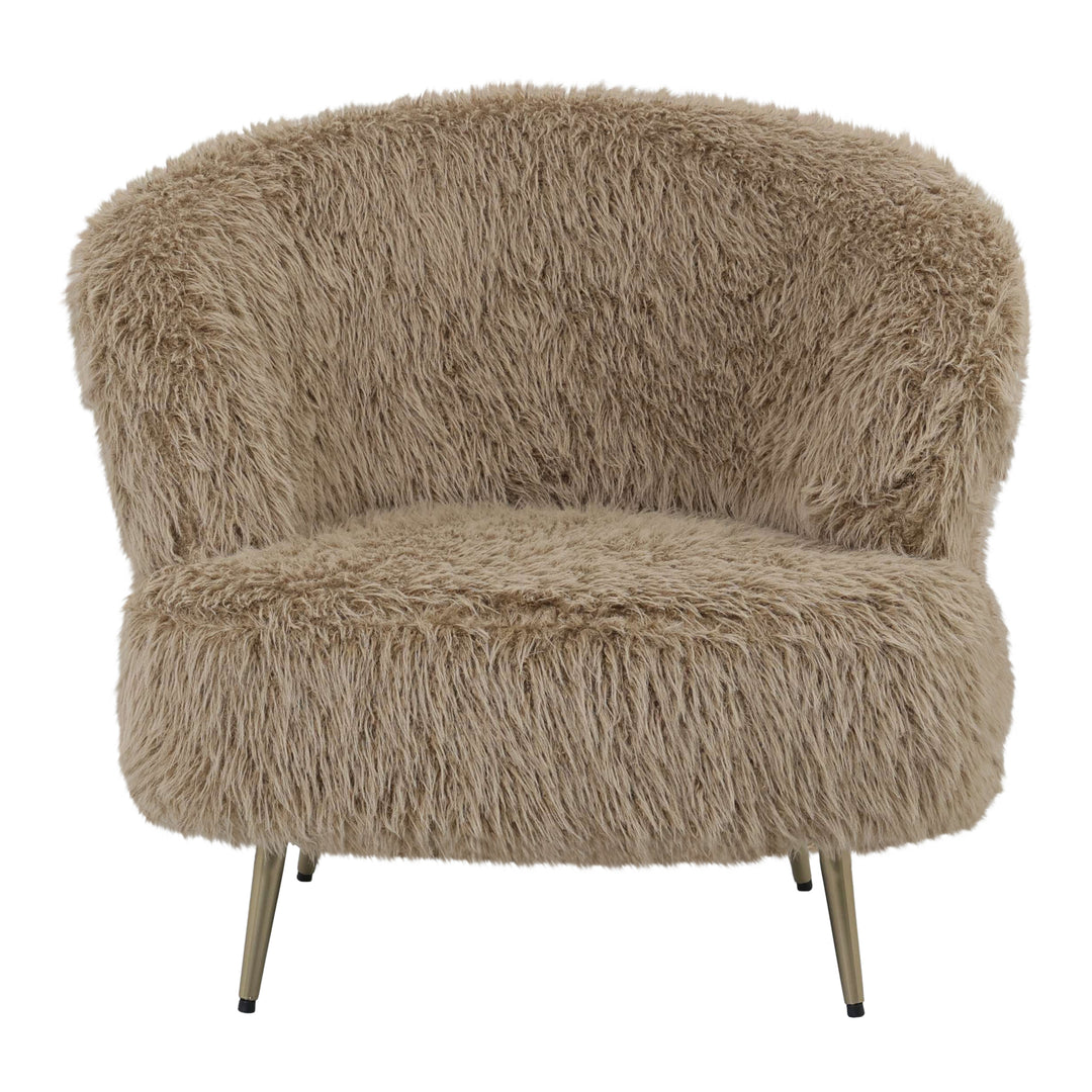 Fauteuil Franklyn Beige hair stof metaal hout