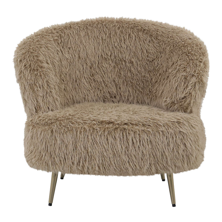 Fauteuil Franklyn Beige hair stof metaal hout