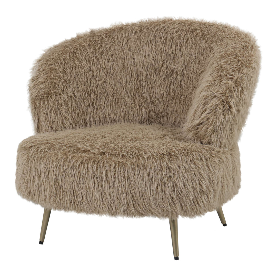 Fauteuil Franklyn Beige hair stof metaal hout