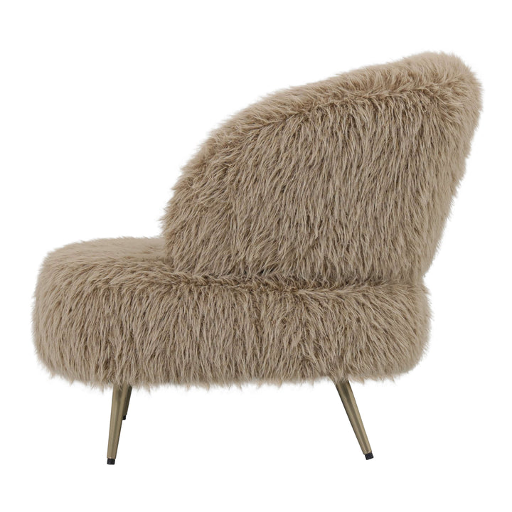 Fauteuil Franklyn Beige hair stof metaal hout