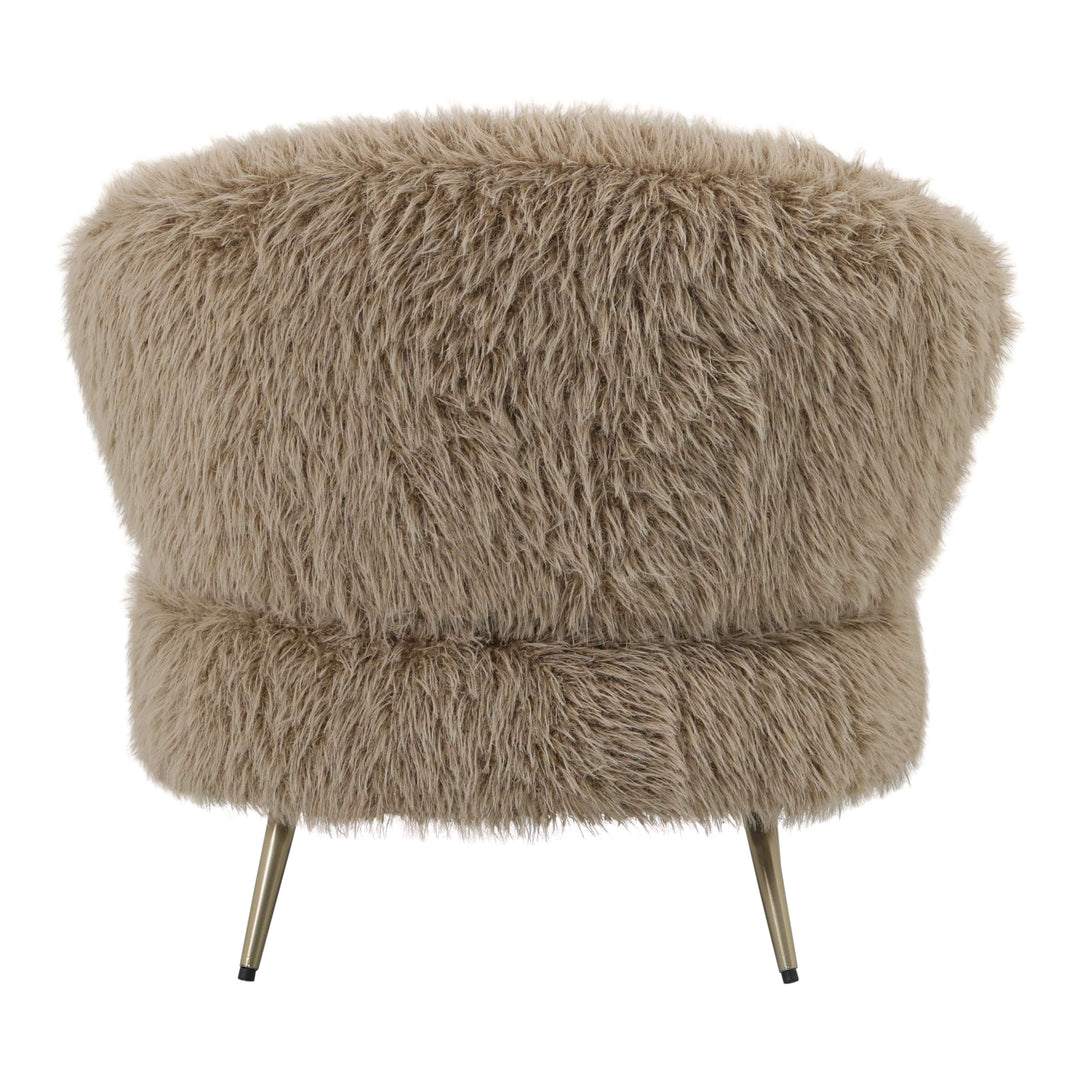 Fauteuil Franklyn Beige hair stof metaal hout