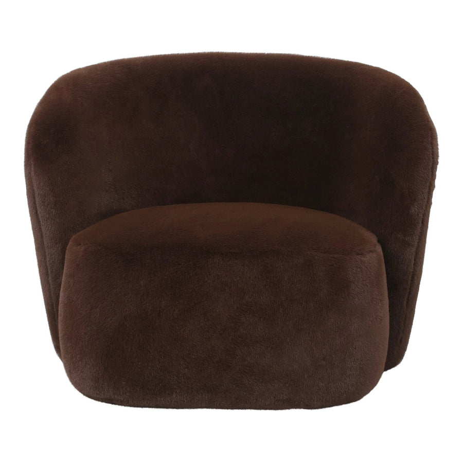 Ronde fauteuil kunstbont donkerbruin – PTMD Aphrodite