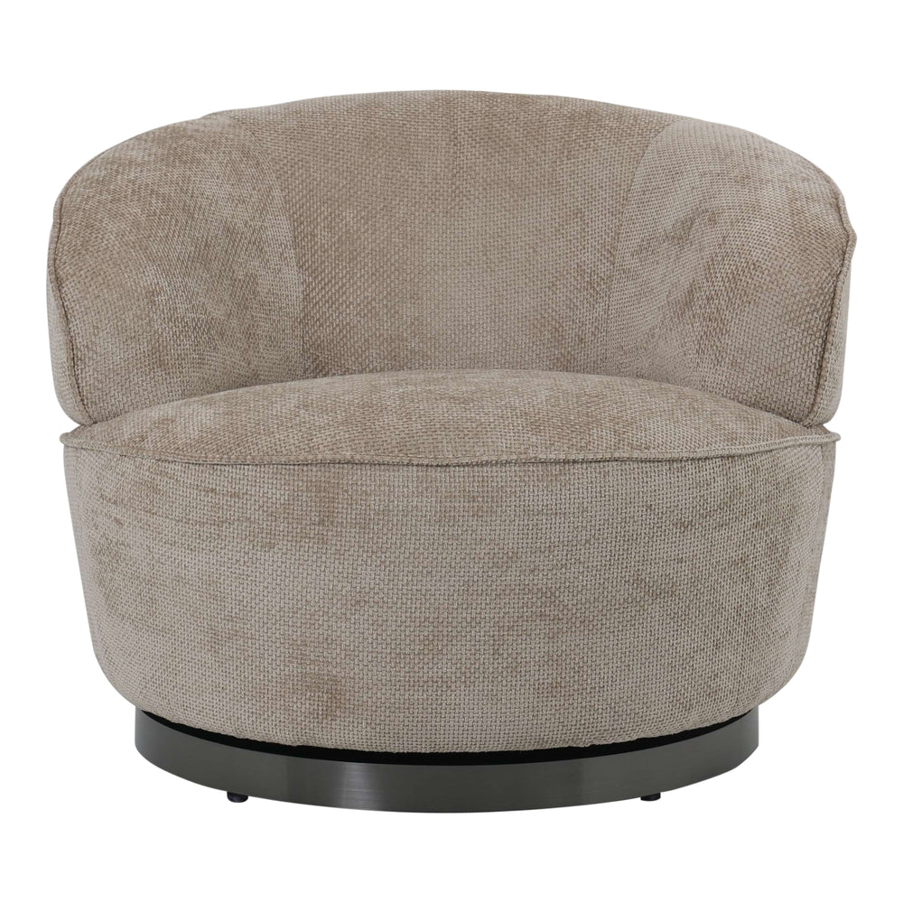 Filou draaifauteuil beige met marmeren bijzettafel als woonmaand-set