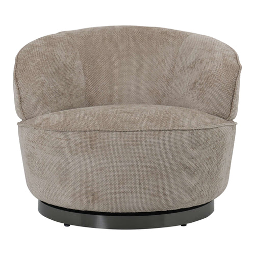 Filou draaifauteuil beige met marmeren bijzettafel als woonmaand-set