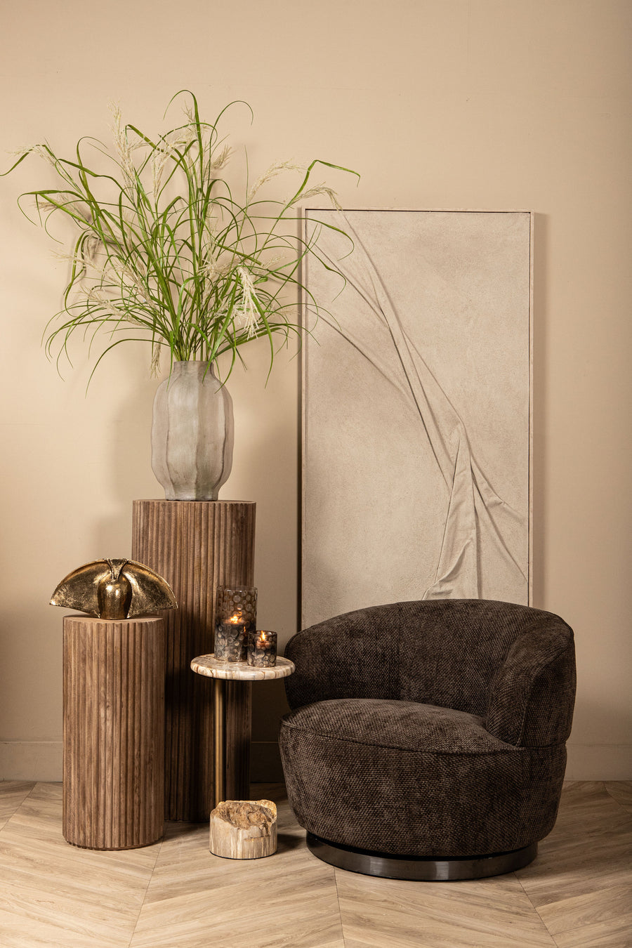 Filou Draaifauteuil Donkerbruin - Ronde Fauteuil