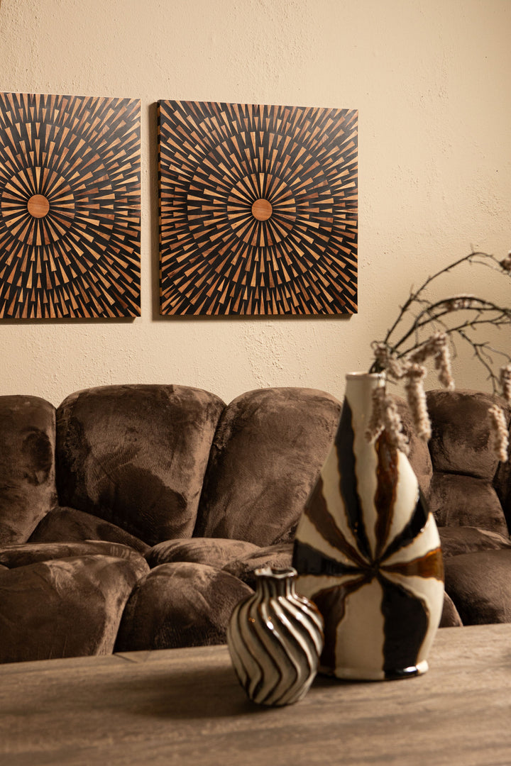 Vierkant wandpaneel Rdie S bruin MDF rond patroon