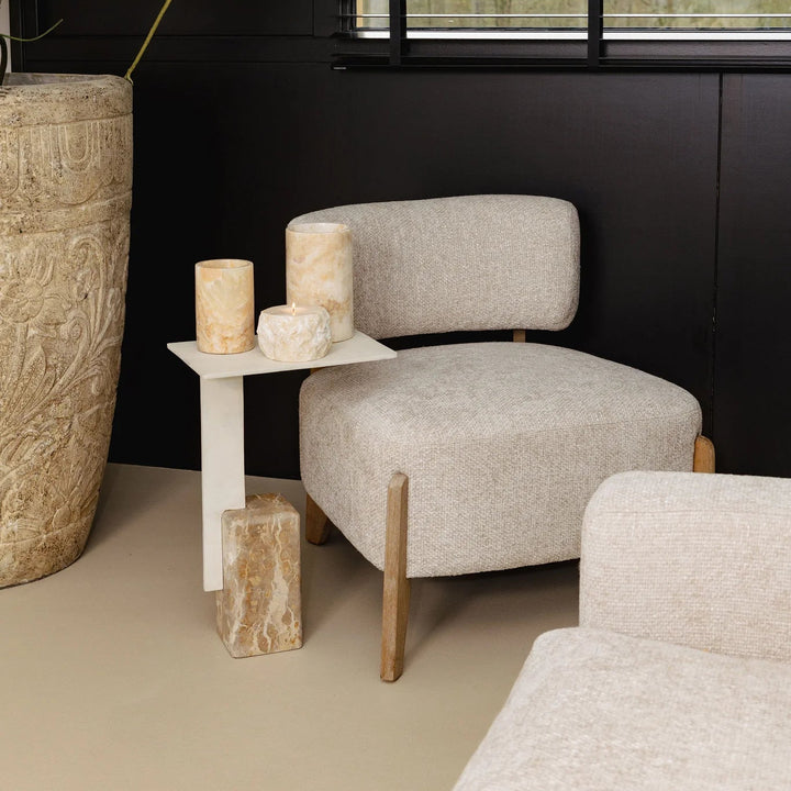 PTMD Ebe Bijzettafel Beige Marmer – Luxe Sidetable 35,5x25x54 cm