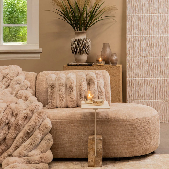 PTMD Ebe Bijzettafel Beige Marmer – Luxe Sidetable 35,5x25x54 cm