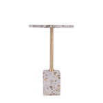 Marmeren bijzettafel rond laag met gouden poot – PTMD Ebe Beige
