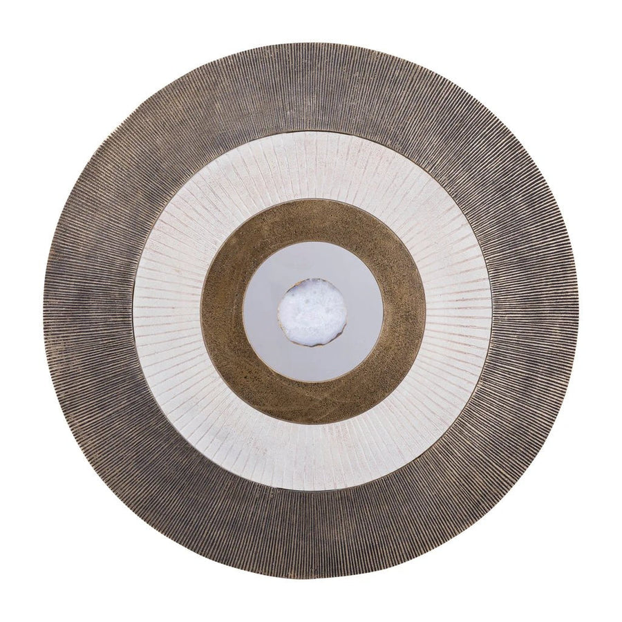 Rond wandpaneel aluminium goud met steen Ø82 cm – PTMD Jacci L