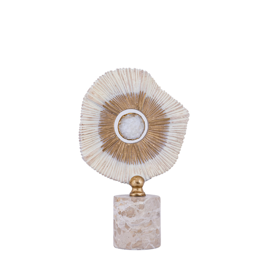 Organisch Beeld Aluminium Beige op Marmeren Voet – PTMD Rella