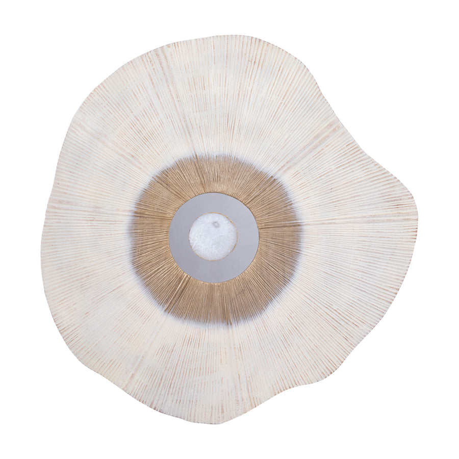 Groot Organisch Wandpaneel Aluminium Beige met Steen 87 cm – PTMD Rella L