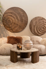 Mattin rond wandpaneel Ø90 cm detailopname houtnerf