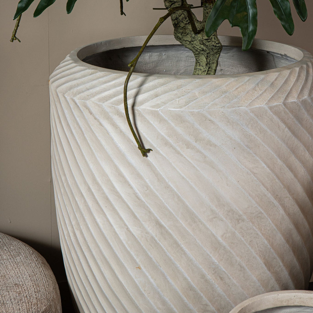 Beton Bloempot – Luxe Design Pot met Wave Structuur