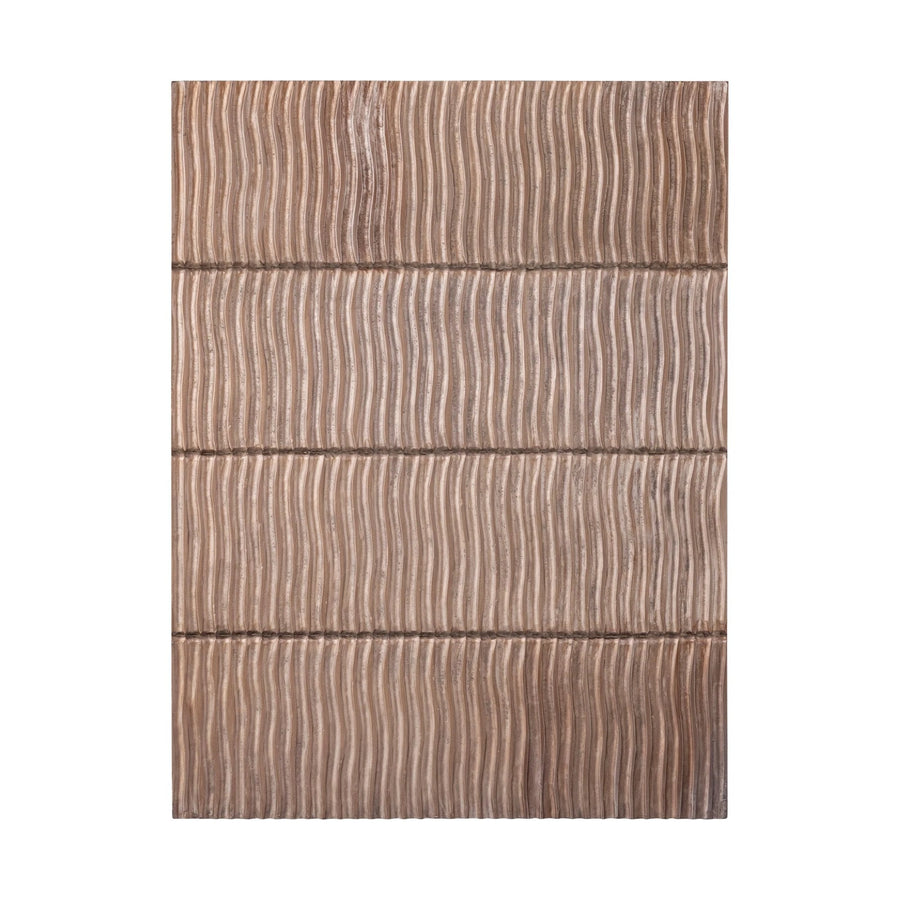 Bronskleurig wandpaneel van hout met golvende strepen 90x120 cm