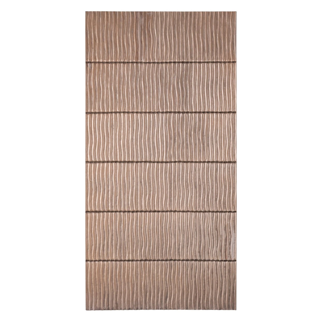 Bronskleurig wandpaneel van hout met golvende strepen 90x180 cm