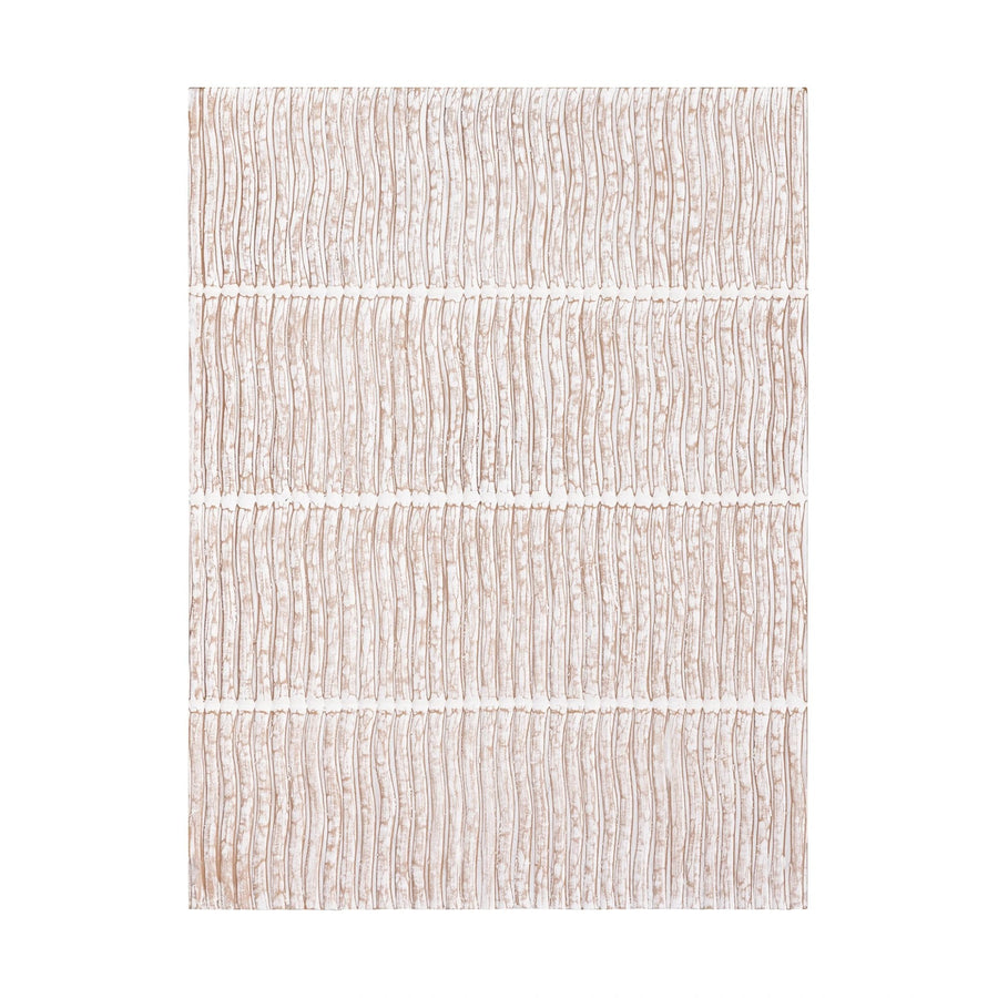 Wit wandpaneel van hout met golvende strepen 90x120 cm