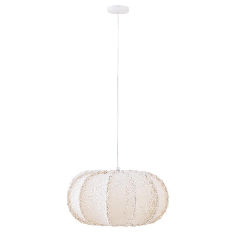 Jute hanglamp rond plat crème Ø45 cm – PTMD Myka Cream