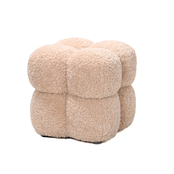 Poef Teddy beige stof hout