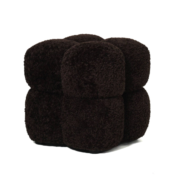 Poef Teddy beige stof hout