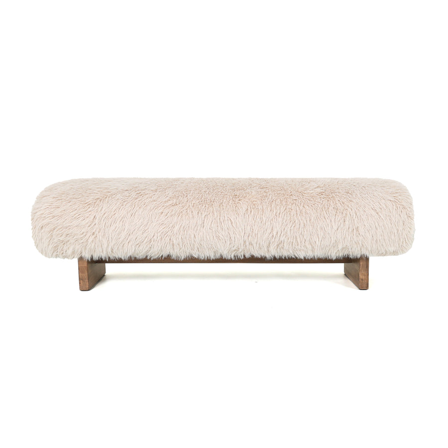 Zitbank Hari beige stof hout