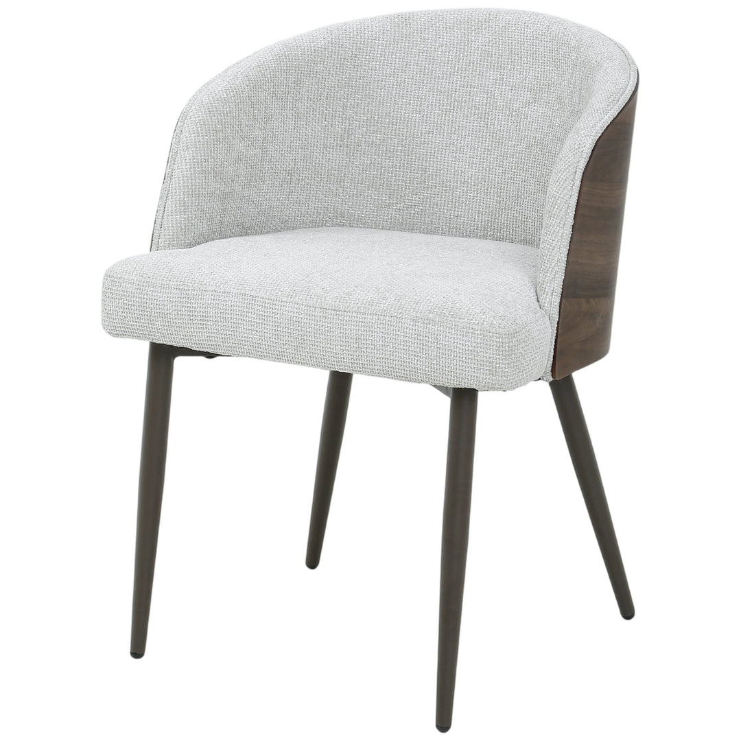 Eetkamerstoel stof beige met houten rugschaal – PTMD Bosca
