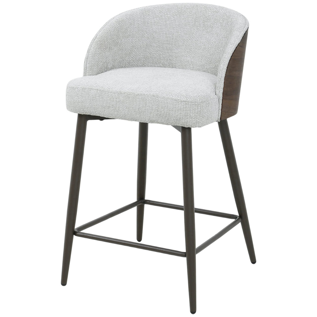 Barkruk stof beige met houten rugschaal – PTMD Bosca