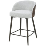 Barkruk stof beige met houten rugschaal – PTMD Bosca
