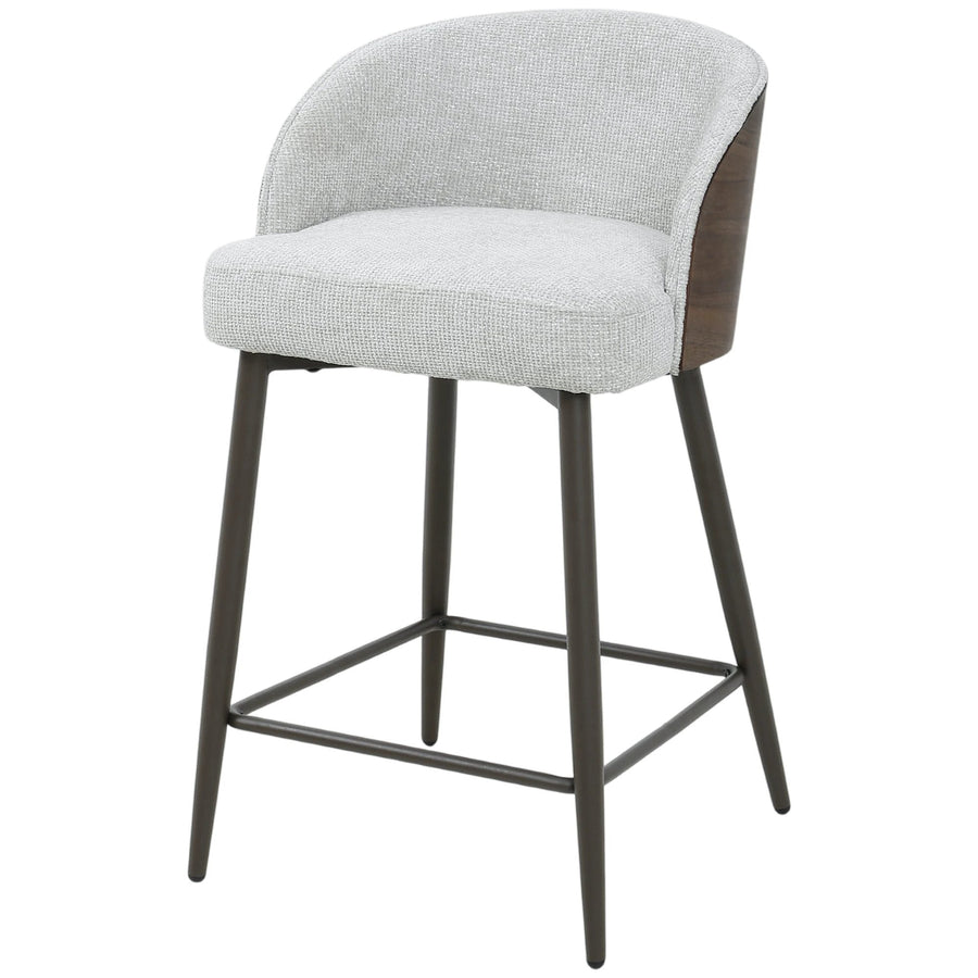 Barkruk stof beige met houten rugschaal – PTMD Bosca