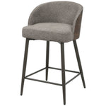 Barkruk stof taupe met houten rugschaal – PTMD Bosca