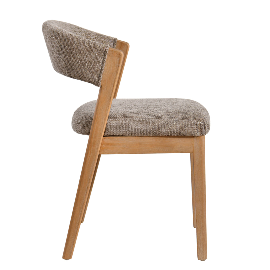 Kael Eetkamerstoel – Stoffen Stoel met Rubberwood Poten Taupe