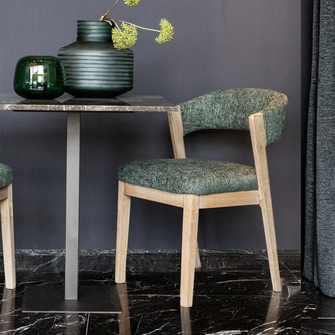 Kael Eetkamerstoel – Stoffen Stoel met Rubberwood Poten Taupe