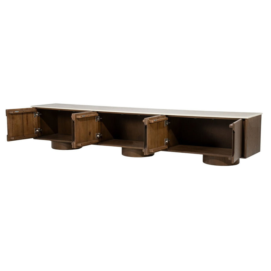 TV-meubel Leandro 250 cm 6 deuren – eikenfineer & keramiek