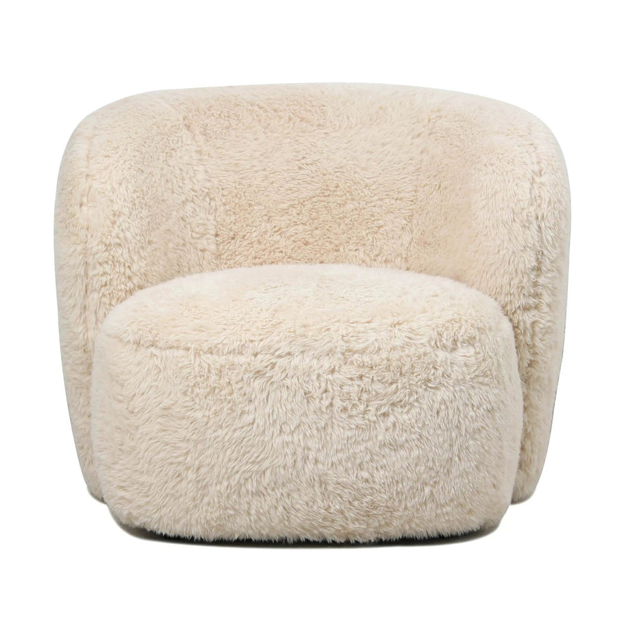 Ronde fauteuil kunstbont crème – PTMD Aphrodite Small Fur