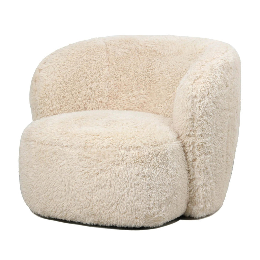 Ronde achterkant van de Aphrodite bontfauteuil