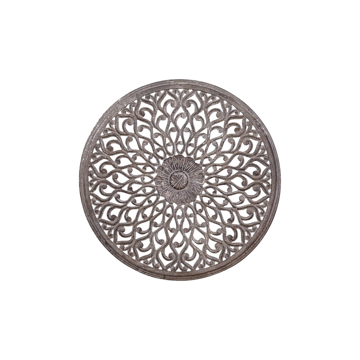Rond Wandpaneel Donkergrijs Houtsnijwerk 60 cm – Vane XS