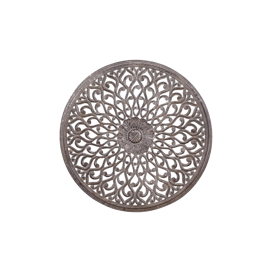 Rond Wandpaneel Donkergrijs Houtsnijwerk 60 cm – Vane XS