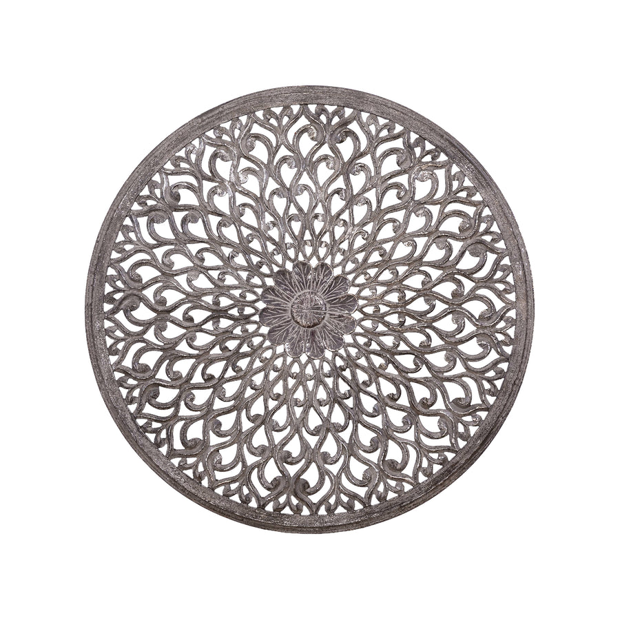 Rond Wandpaneel Donkergrijs Houtsnijwerk 90 cm – Vane S