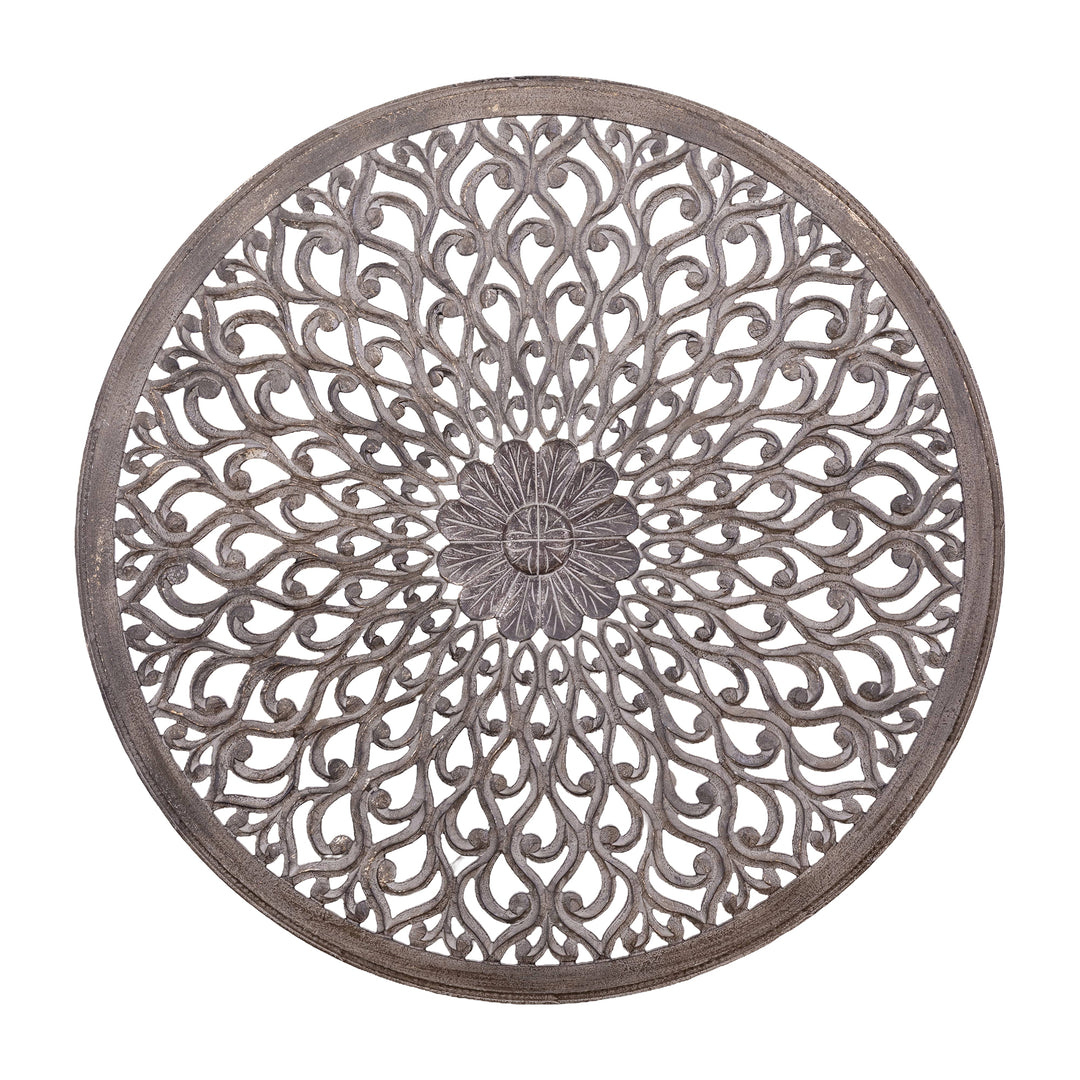 Rond Wandpaneel Donkergrijs Houtsnijwerk 120 cm – Vane M