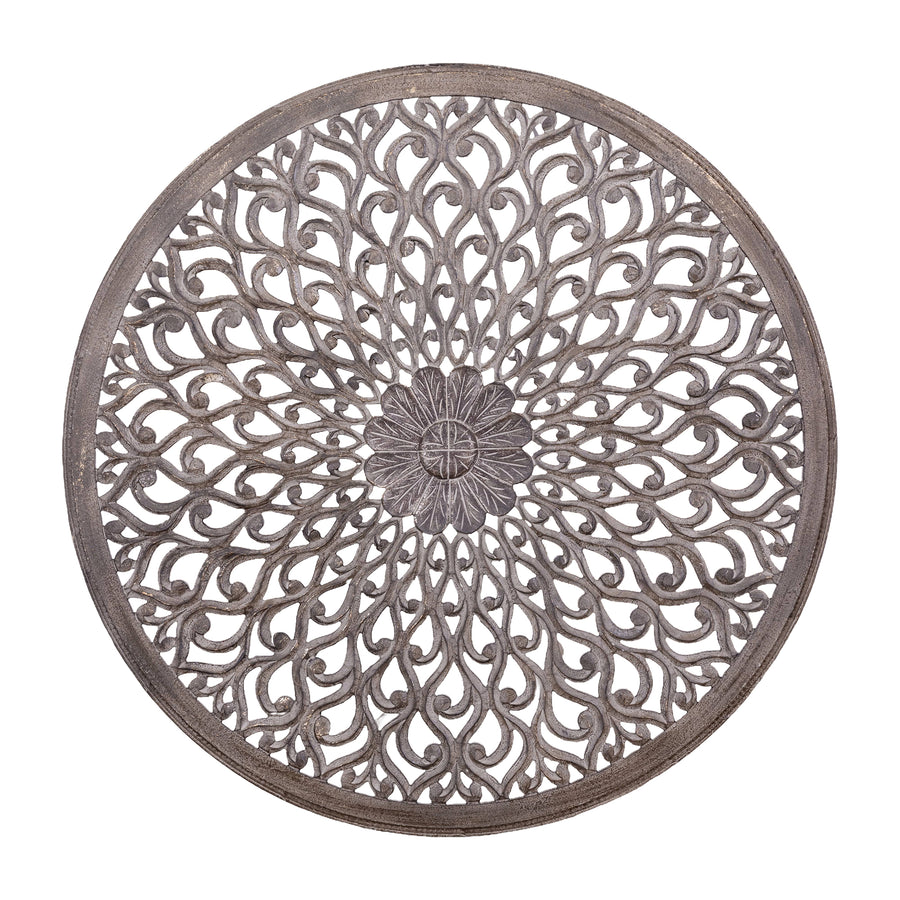 Rond Wandpaneel Donkergrijs Houtsnijwerk 120 cm – Vane M