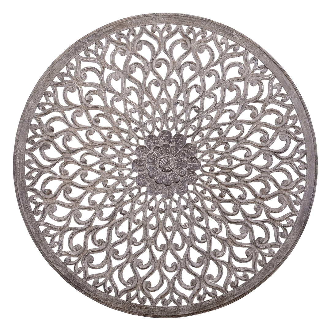 Rond Wandpaneel Donkergrijs Houtsnijwerk 150 cm – Vane L